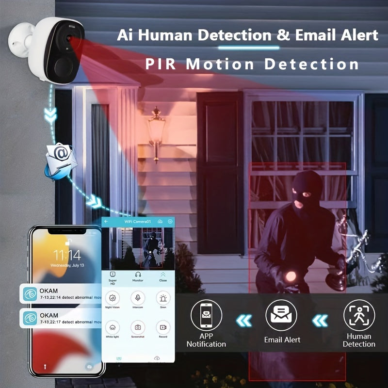 Solar Powered Security Camera with Spotlight